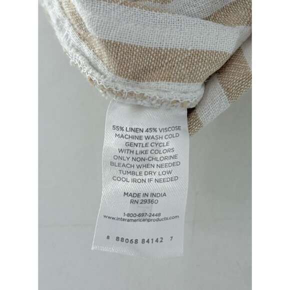 NWT DIP Linen Blend Elastic Waist Pull On Striped Shorts Sz L Pockets Beach Boho - Picture 5 of 9